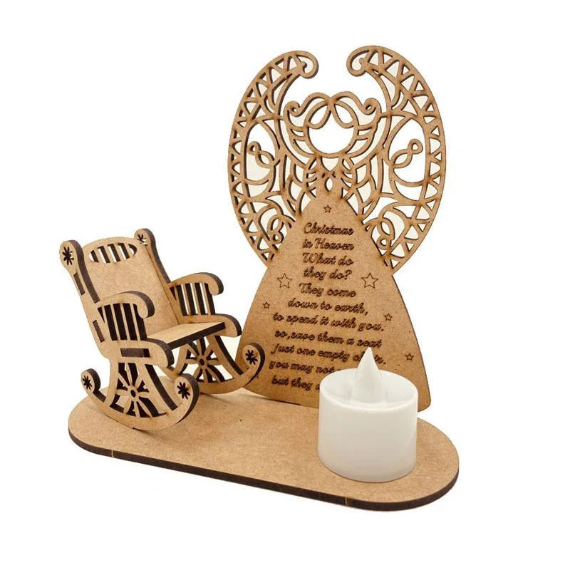 Christmas Remembrance Ornament Wooden Rocking Chair Candle Holder Memorial Tree Decoration Gift
