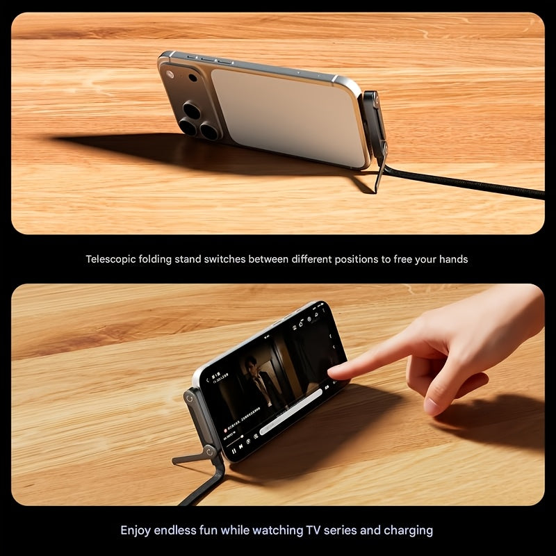 240W Fast Charging Cable with Built-In Phone & Tablet Holder Stand for Hands-Free Use