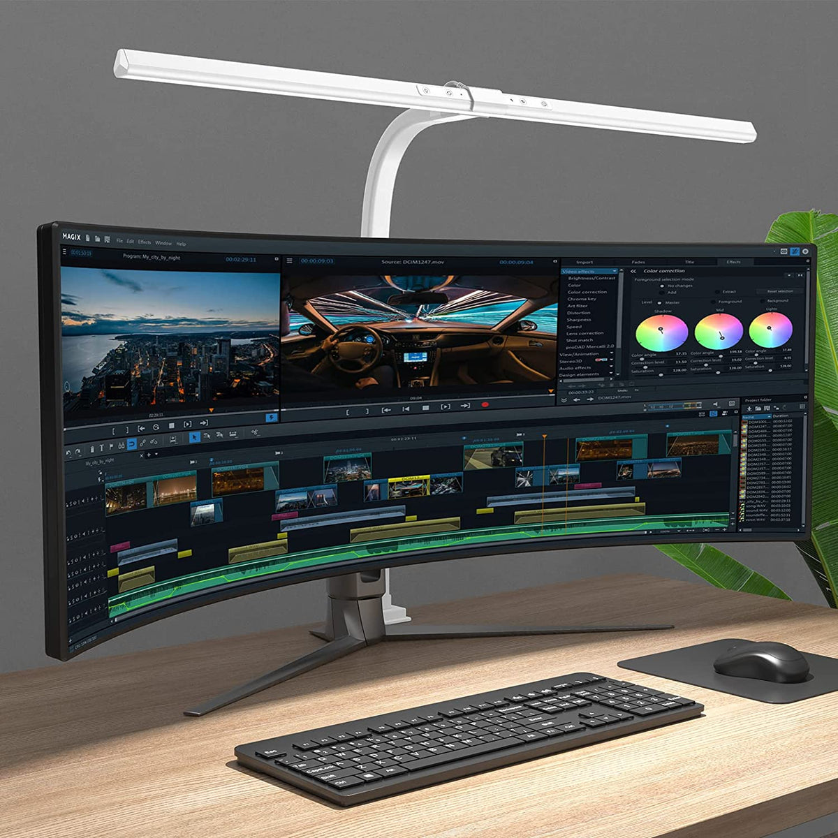Clamp On LED Desk Lamp with 1100 Lumens, Dimmable Light Bar with 3000K to 6000K and Memory Mode