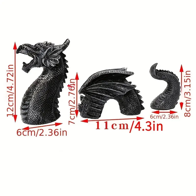 Emerging Dragon Garden Sculpture, Multi Piece Resin Dragon with Head, Wings and Tail, Stone Effect