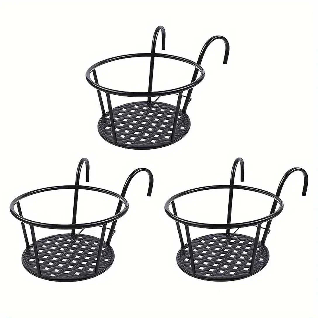 Balcony Railing Pot Holder with Open Drainage Base for Space-Saving Plant Display