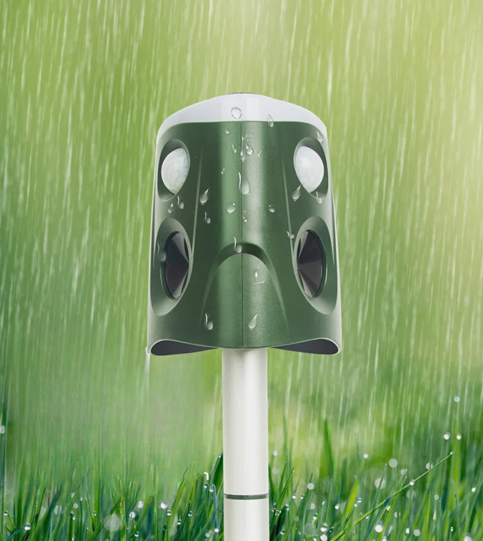 Solar Ultrasonic Pest Repeller - 360-Degree Motion Sensor Garden Animal Deterrent