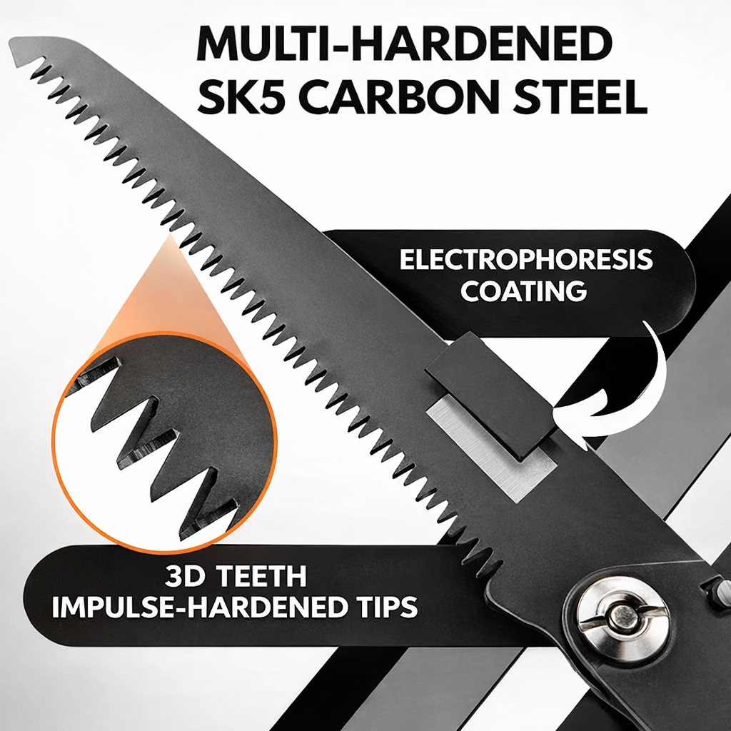 Foldable Hand Saw with Hardened Steel Blade | Compact Garden and Wood Cutting Pruning Saw