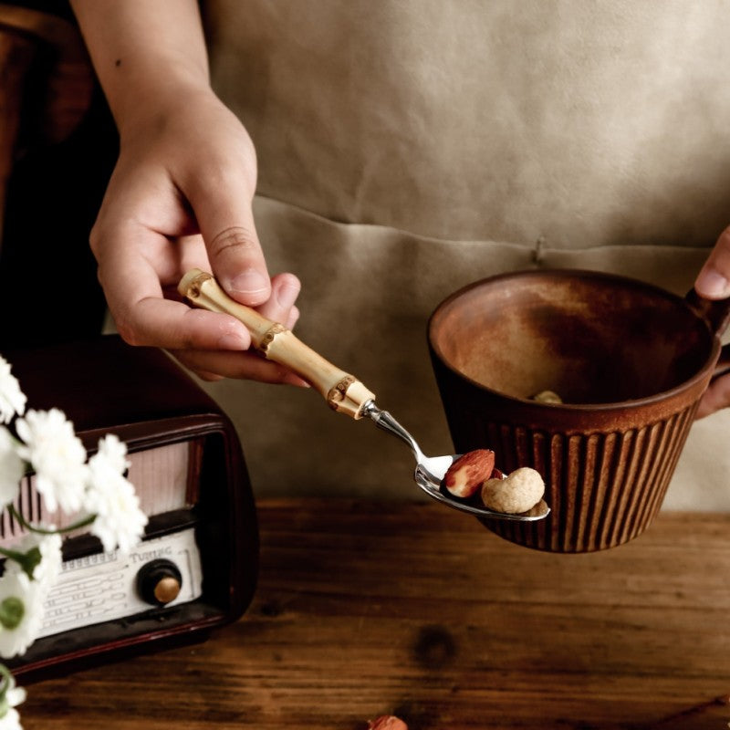 Bamboo Handle Cutlery Set with 18/10 Stainless Steel, Dishwasher Safe Flatware, 20, 30 or 60 Pieces