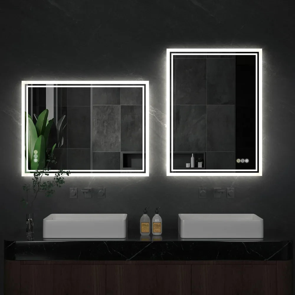 LED Bathroom Mirror, Anti-Fog Dimmable Frameless Vanity Mirror for Wall Mounting