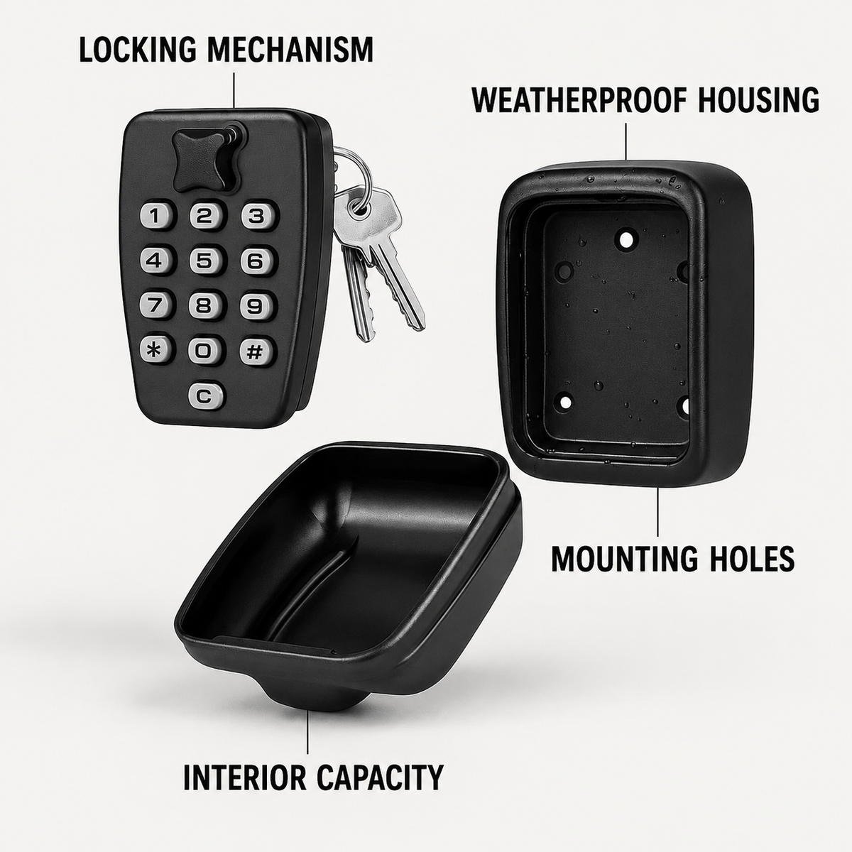 Weatherproof Metal Key Safe with Adjustable Combination Lock, Wall-Mounted Design