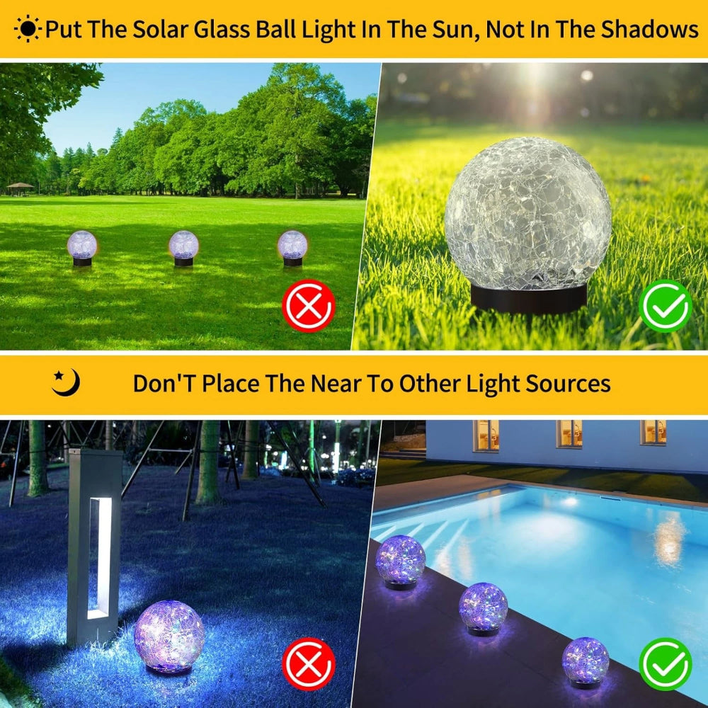 Crackle Glass Solar Orb Light
