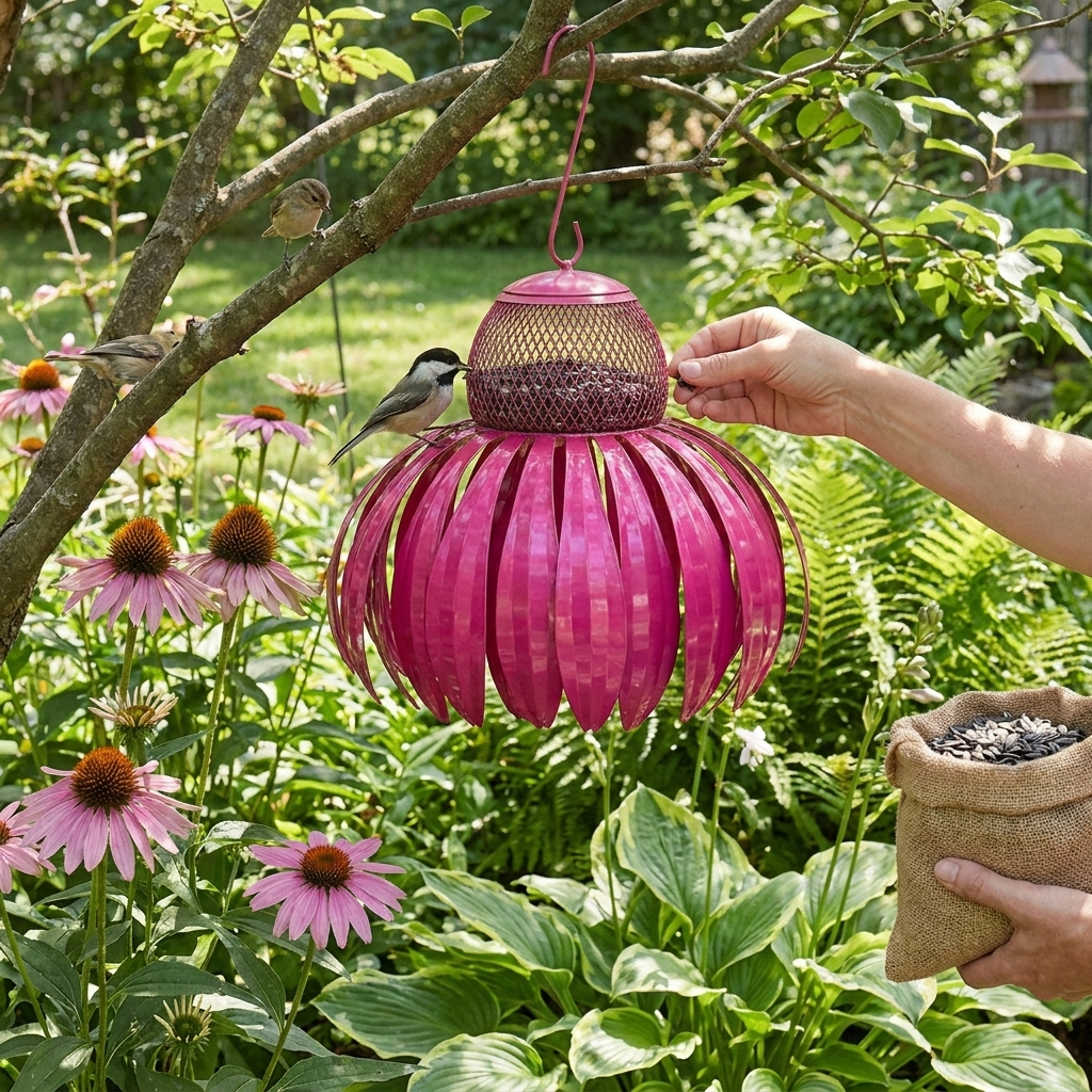 Bird Feeder Metal Garden Sunflower