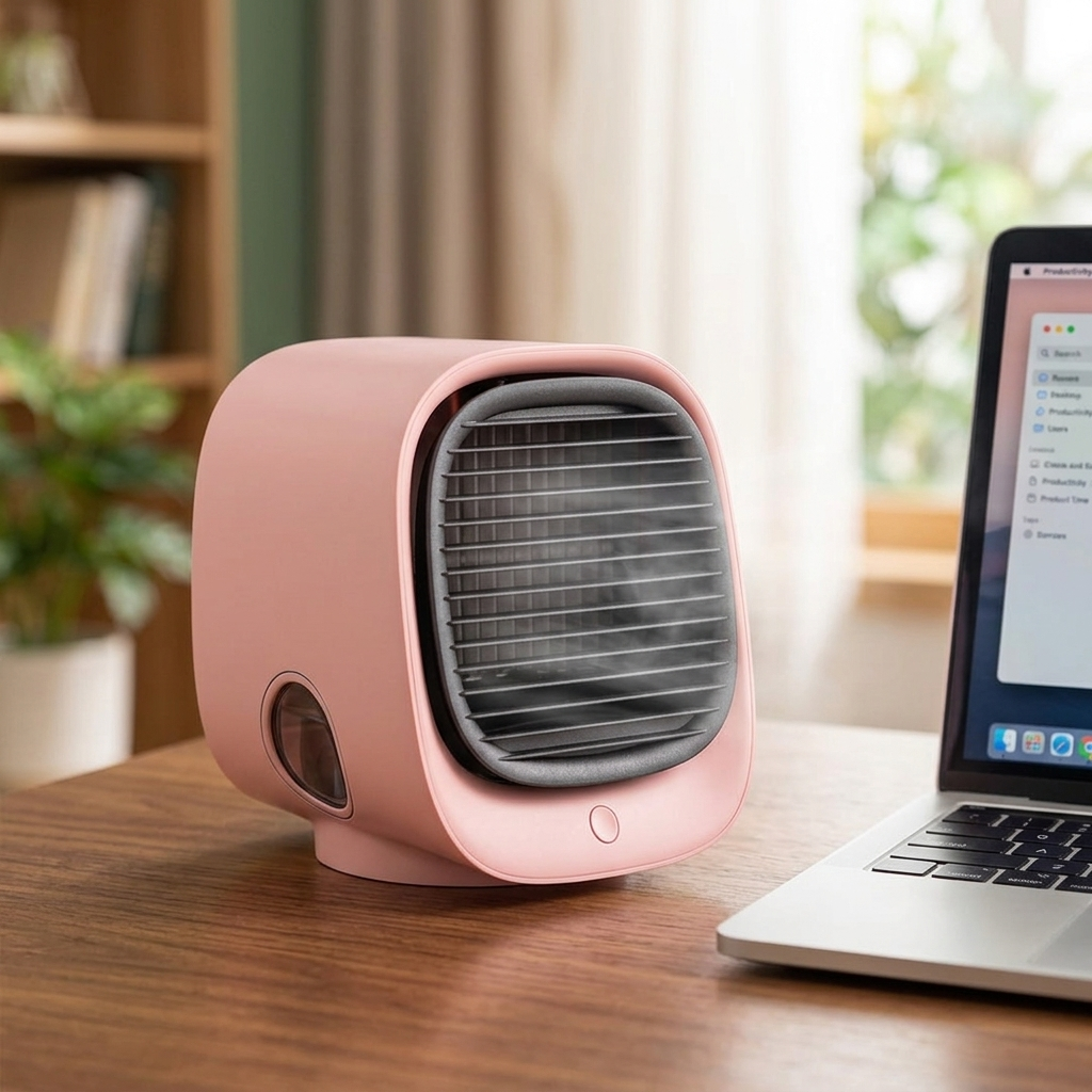 Fan Air Cooler Humidifier Pink lifestyle