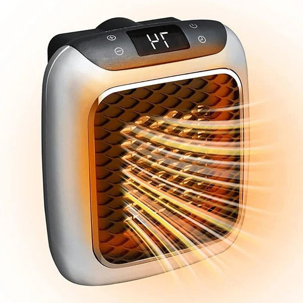 Portable Plug In Ceramic Electric Heater 800W with LED Display Adjustable Thermostat and Timer