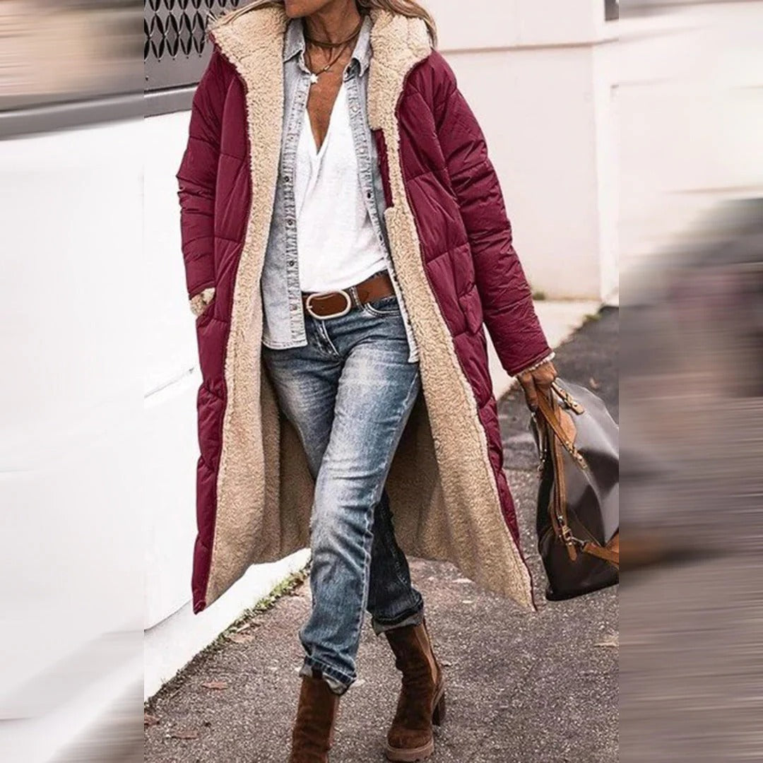 Womens Long Winter Coat with Hood Warm Insulated Coat in Six Colours Sizes S to 3XL for Cold Weather