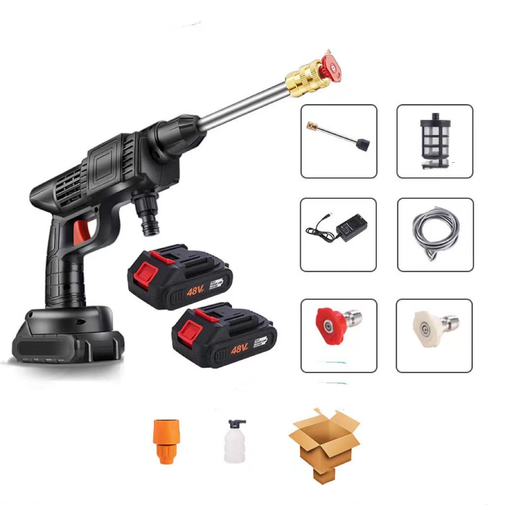 Cordless Portable High Pressure Water Spray Gun - Battery-Powered 22 Bar Outdoor Cleaner