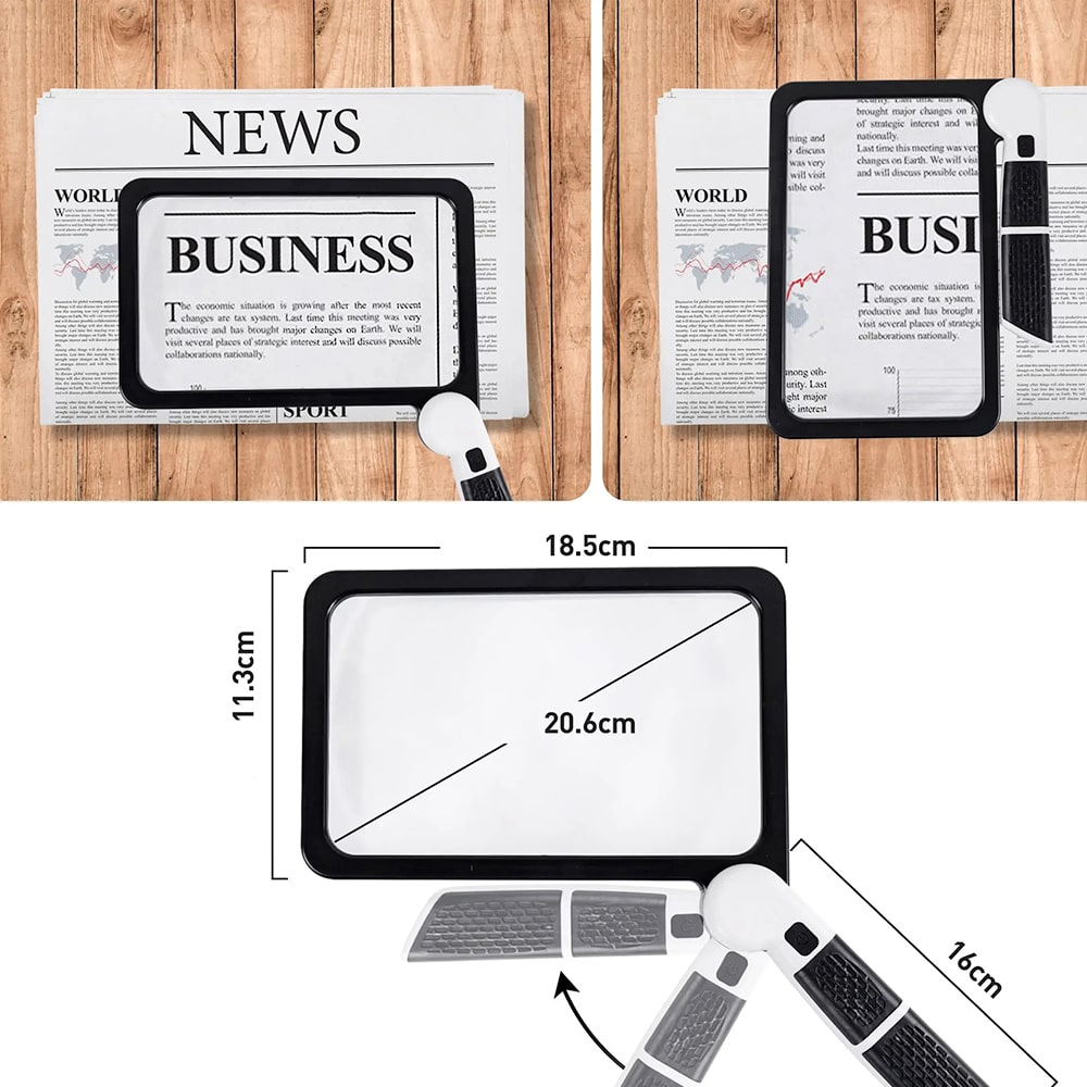 Foldable LED Magnifying Glass with 5x Magnification and Dimmable Lighting