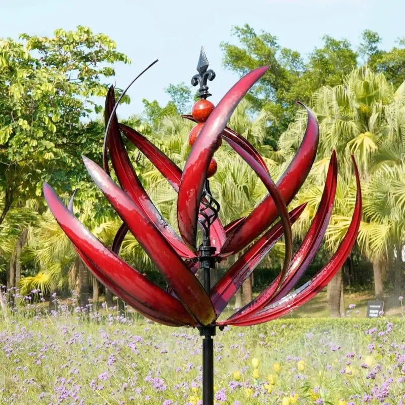 Garden Wind Spinner Kinetic Sculpture - Weather-Resistant Wood & Steel Yard Art Decor