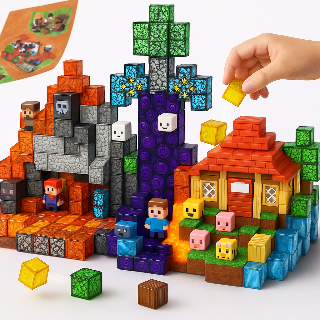200-Piece Magnetic Building Blocks Set with Sturdy Connections and Stickers for Kids