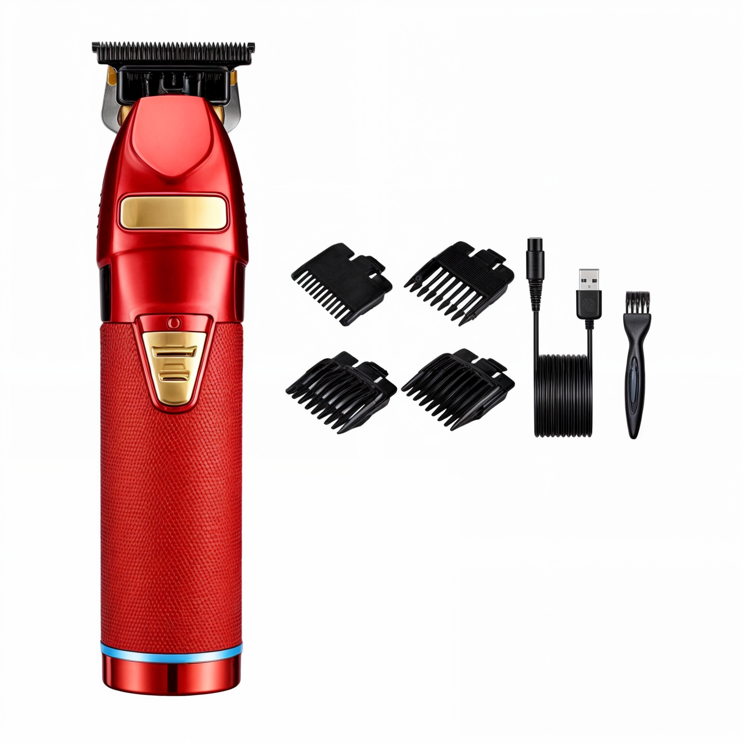 Professional Cordless Hair Clipper with T-Blade Precision and 4 Guide Comb Sizes