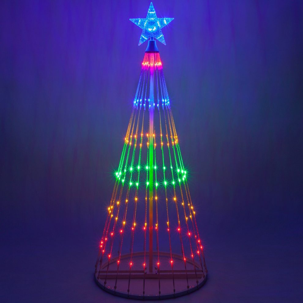 Multicolour LED Animated Outdoor Christmas Tree Light Show 150 LED Star String Lights 12 Modes IP44