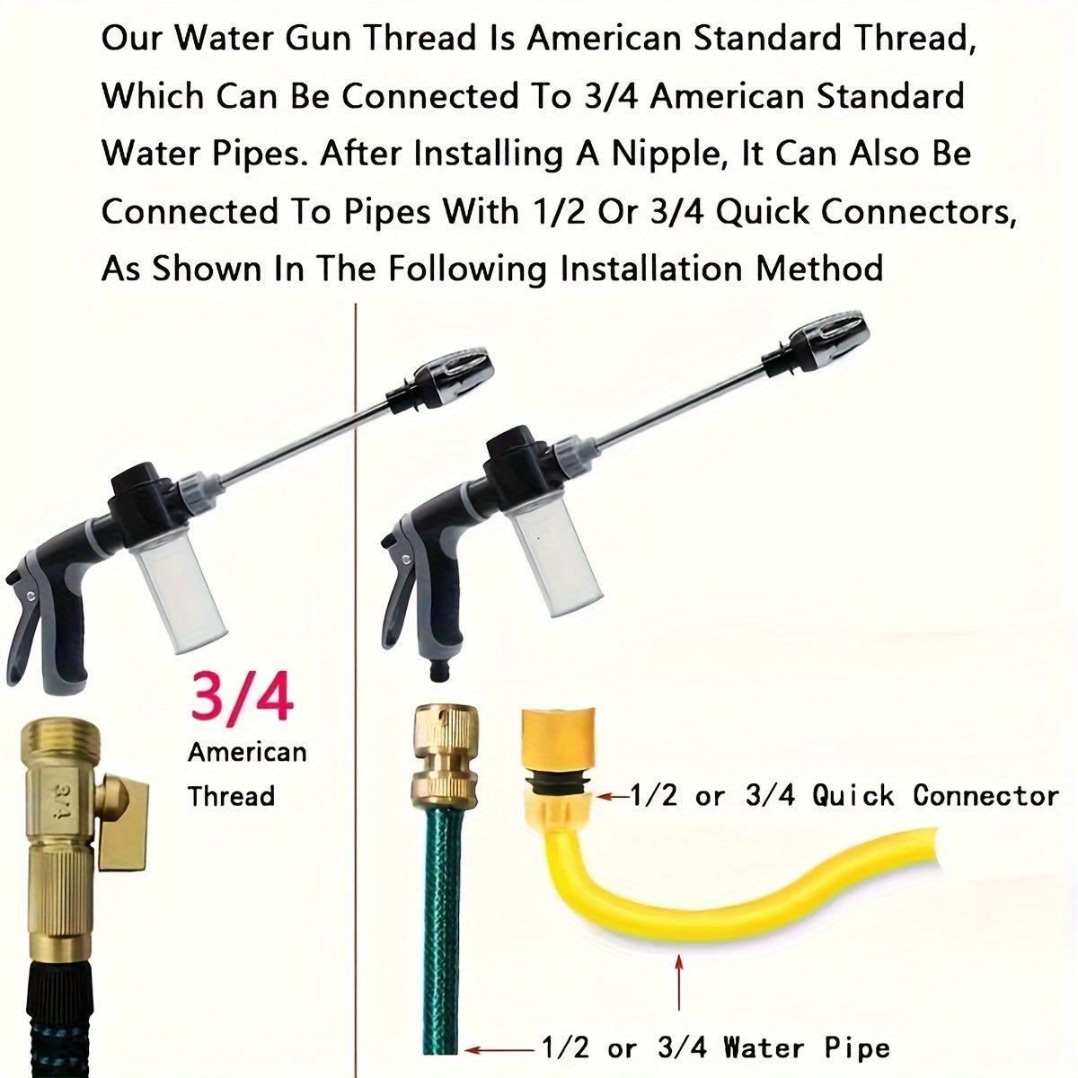 AQUAFORCE High-Pressure Garden Water Gun with Foam Cannon Attachment for Car Washing