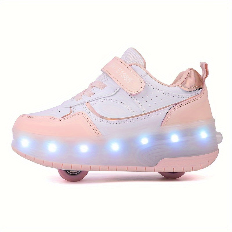 Children's Roller Sneakers with Retractable Wheels and Rechargeable LED Light-Up Sole
