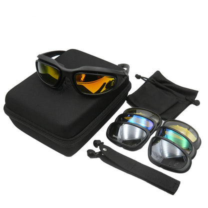 Polarised UV400 Motorcycle Sunglasses with Wraparound Frame, Interchangeable Lenses and Case