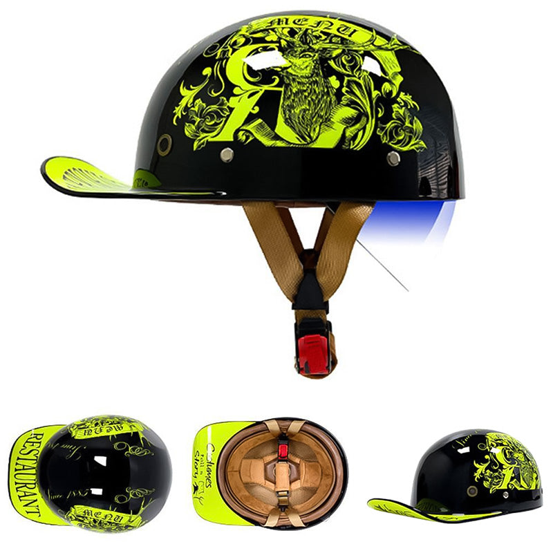 DOT Certified Baseball Style Motorcycle Half Helmet with ABS Shell, EPS Liner and Inner Sun Visor