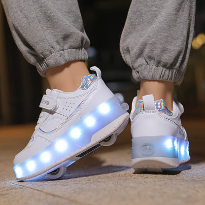 Children's Roller Sneakers with Retractable Wheels and Rechargeable LED Light-Up Sole