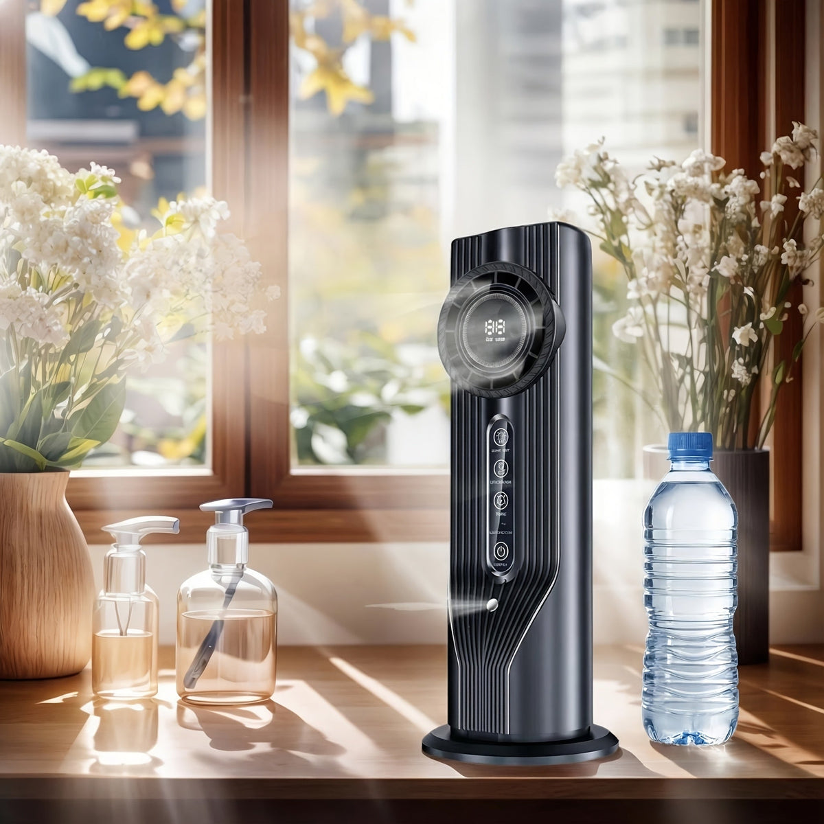 USB Portable Cooling Fan with Humidifier, 6 Speed Quiet Desk Air Cooler with 6 Hour Timer for Home