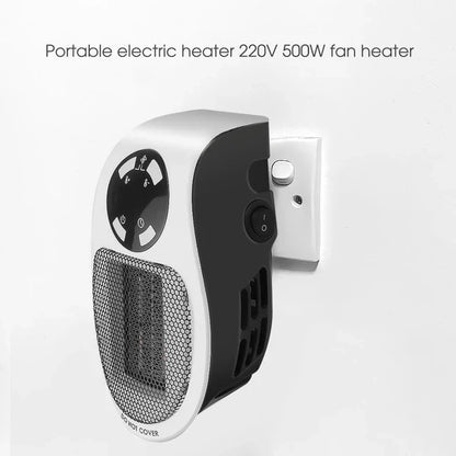 500W Mini Portable Electric Heater with Remote Control and 12 Hour Timer Compact Quiet Fan Heater