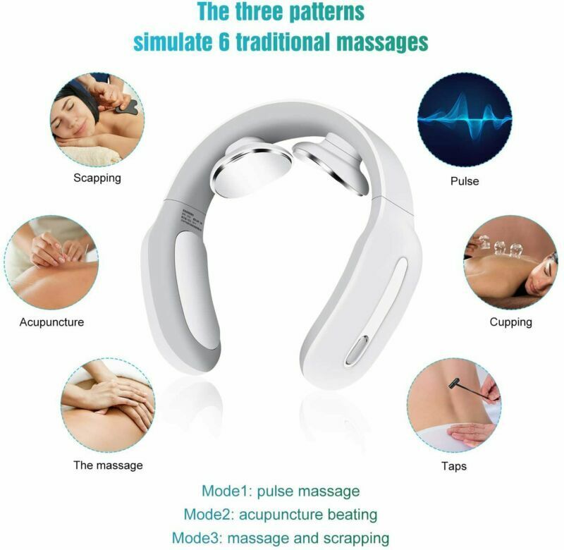 Pulse and Heat Neck Massager with Remote Control Fifteen Intensity Levels Cordless Portable