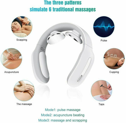 Pulse and Heat Neck Massager with Remote Control Fifteen Intensity Levels Cordless Portable