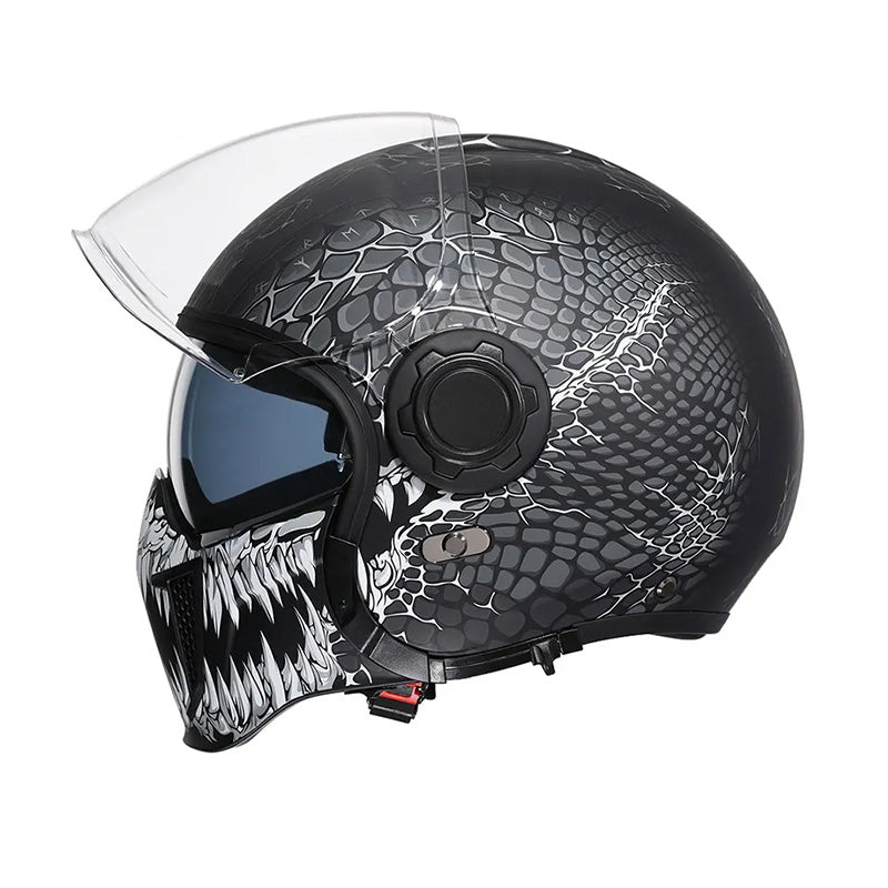 Classic Vintage Modular Motorcycle Helmet with Double Visor, Detachable Chin Guard, DOT and ECE