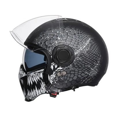 Classic Vintage Modular Motorcycle Helmet with Double Visor, Detachable Chin Guard, DOT and ECE