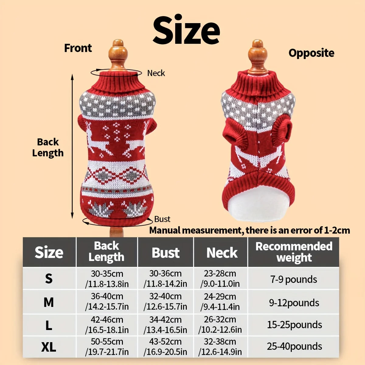Knitted Dog Christmas Sweater for Small and Medium Pets Cosy Red Acrylic Knit Pet Jumper S to XL