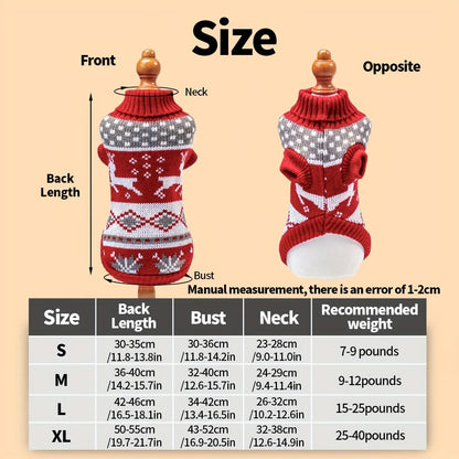 Knitted Dog Christmas Sweater for Small and Medium Pets Cosy Red Acrylic Knit Pet Jumper S to XL