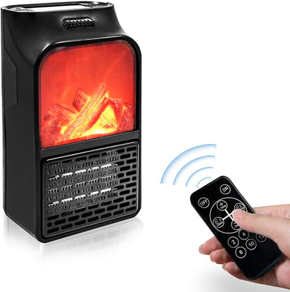 Portable Plug In Space Heater with Remote Control Digital Display Timer and Log Flame Effect