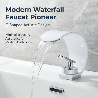 Waterfall Basin Tap for Vanity Sinks in 304 Stainless Steel with Single Lever and Ceramic Valve