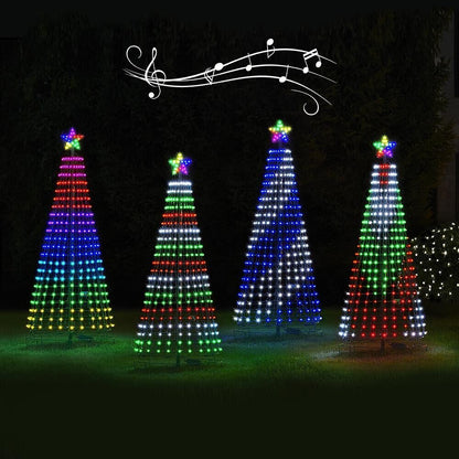 Multicolour LED Animated Outdoor Christmas Tree Light Show 150 LED Star String Lights 12 Modes IP44