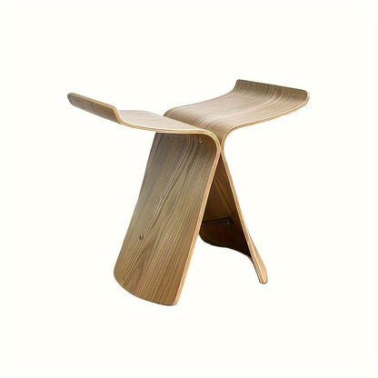 Sculptural Butterfly Stool with Curved Seat - Decorative Side Seat and Storage Surface
