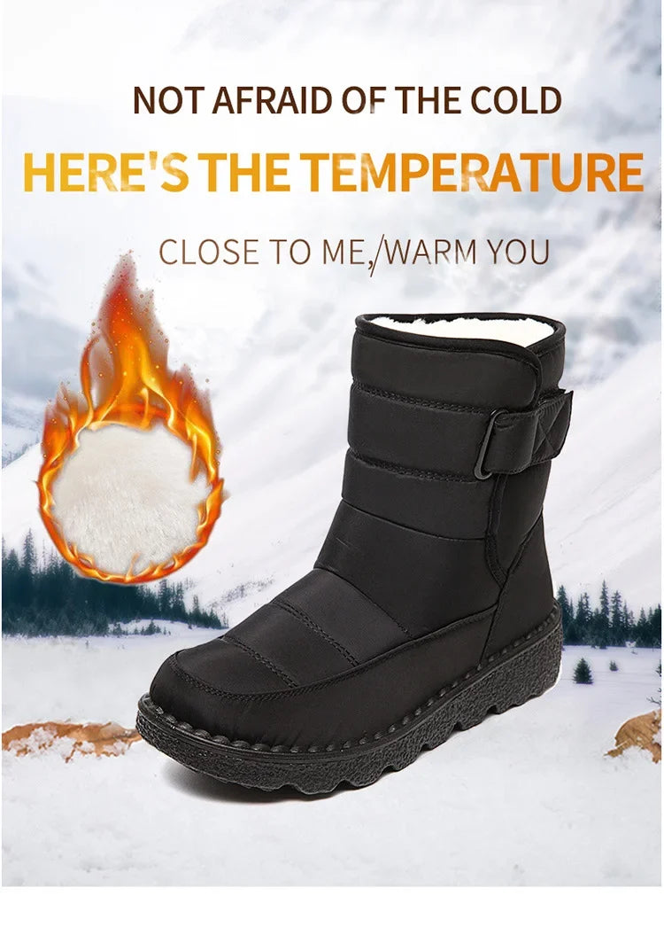 Womens Waterproof Non Slip Warm Snow Boots High Winter Boots with Windproof Design and Grip Sole