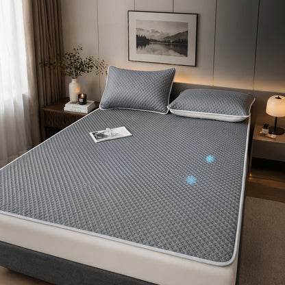 Foldable Cooling Sleep Mat with Soft Breathable Waffle Texture for Single and Double Beds in Summer