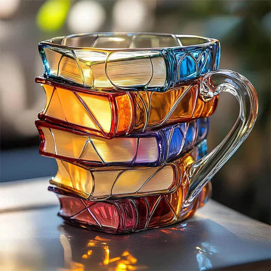 3D Book Design Glass Mug