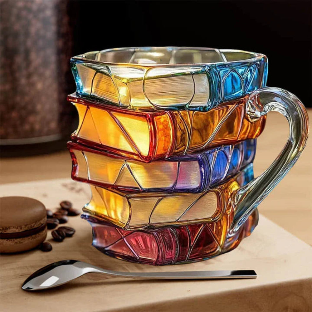 3D Book Design Glass Mug