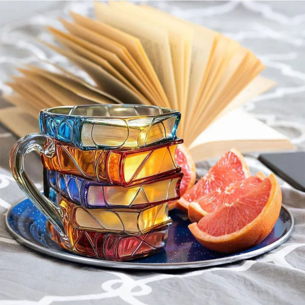 3D Book Design Glass Mug