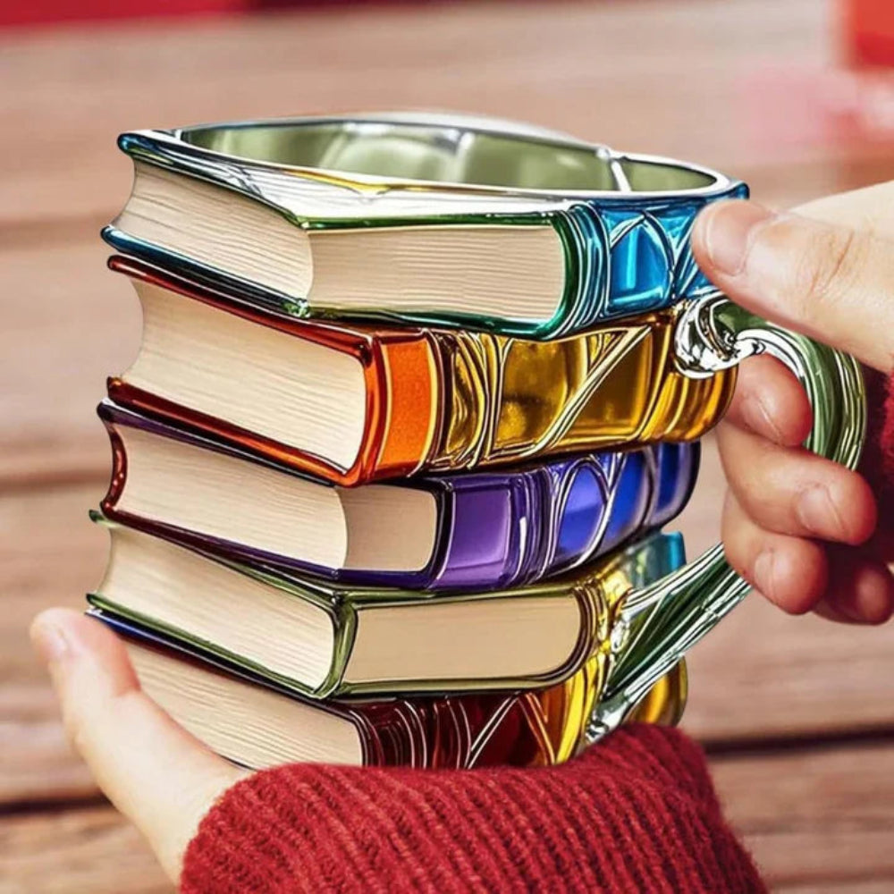 3D Book Design Glass Mug