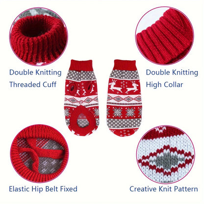 Knitted Dog Christmas Sweater for Small and Medium Pets Cosy Red Acrylic Knit Pet Jumper S to XL