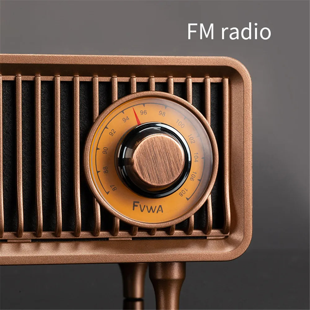 RetroGroove Bluetooth Speaker with Classic Vintage Design and Built-In FM Radio Tuner