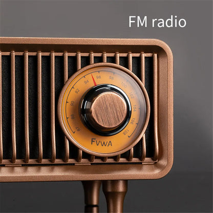 RetroGroove Bluetooth Speaker with Classic Vintage Design and Built-In FM Radio Tuner