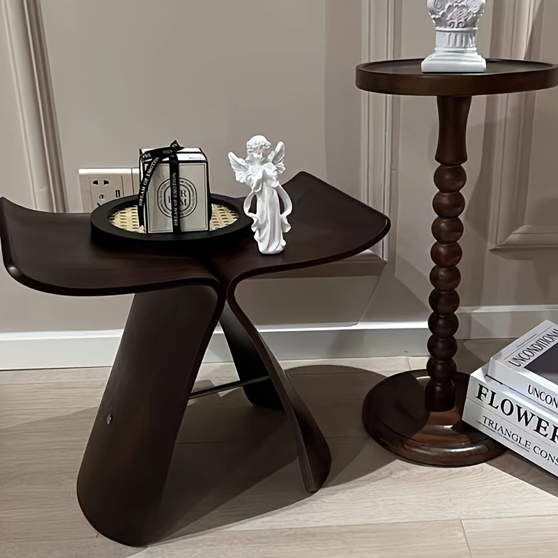 Sculptural Butterfly Stool with Curved Seat - Decorative Side Seat and Storage Surface