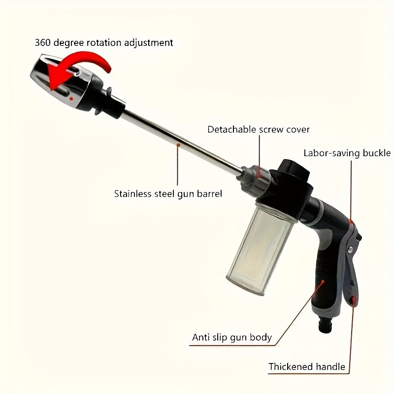 AQUAFORCE High-Pressure Garden Water Gun with Foam Cannon Attachment for Car Washing