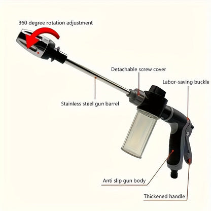 AQUAFORCE High-Pressure Garden Water Gun with Foam Cannon Attachment for Car Washing